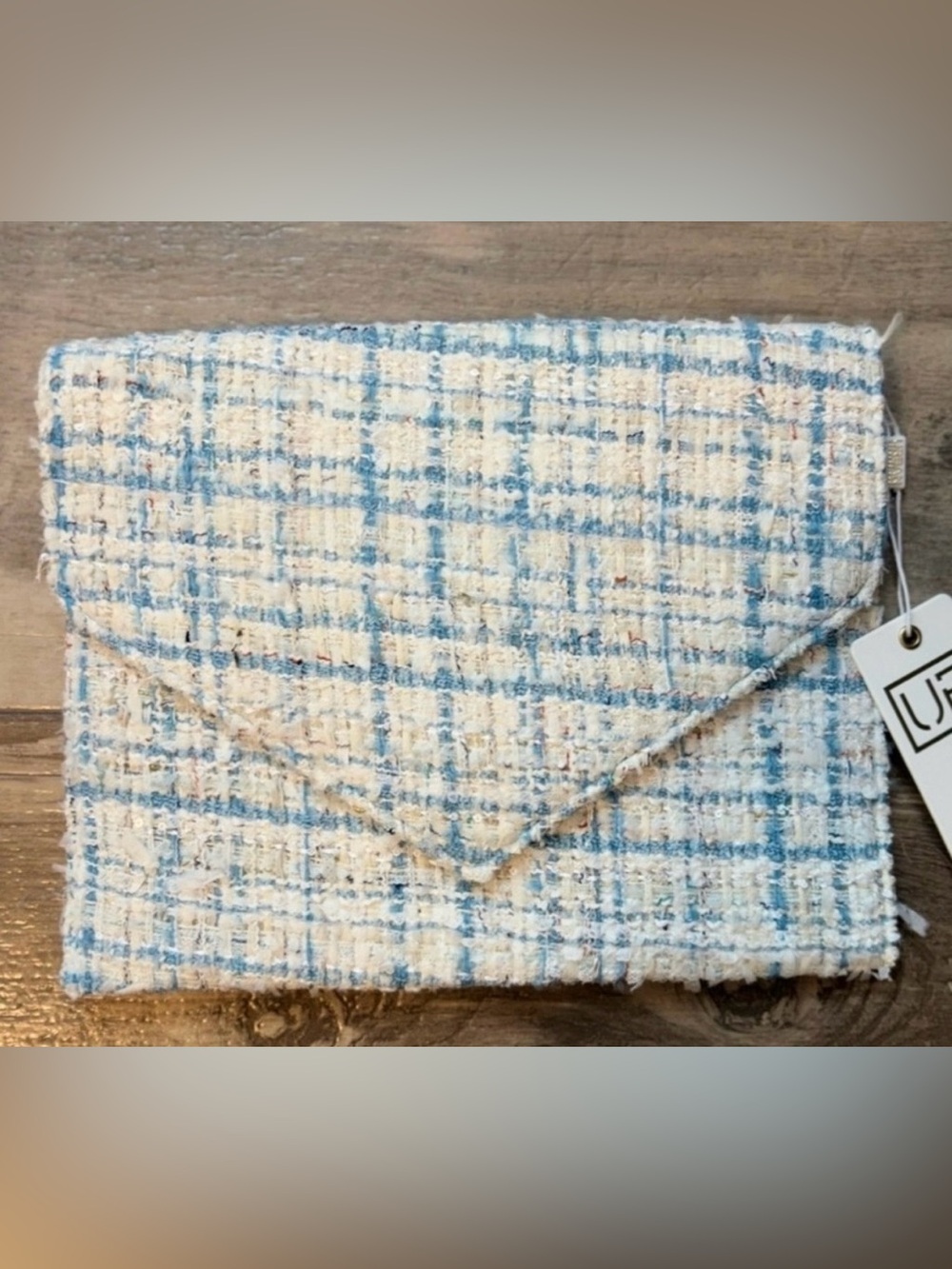 Urban Expressions Blue & Cream Plaid Tweed Hand Bag